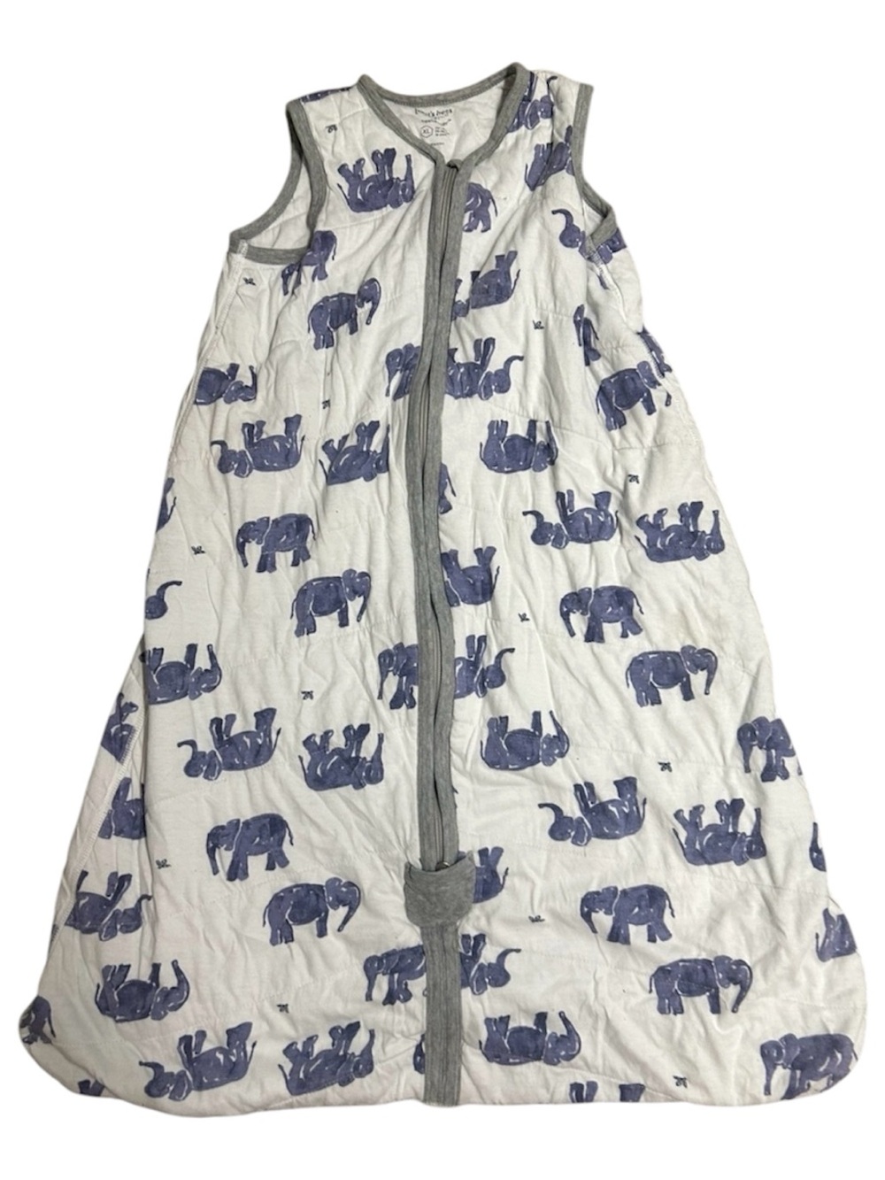 Burt's Bees White Baby Sleep Sack with Blue Elephant Print